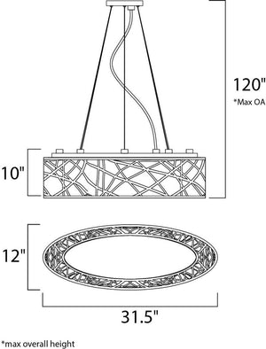 Inca 12' 9 Light Linear Pendant in Bronze