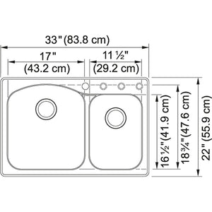 Gravity 33' Granite Double Basin Dual-Mount Kitchen Sink in Mocha - 18.75' Basin