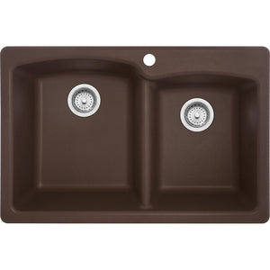 Ellipse Granite Double Basin Dual-Mount Kitchen Sink in Mocha - 15.5' Basin Width