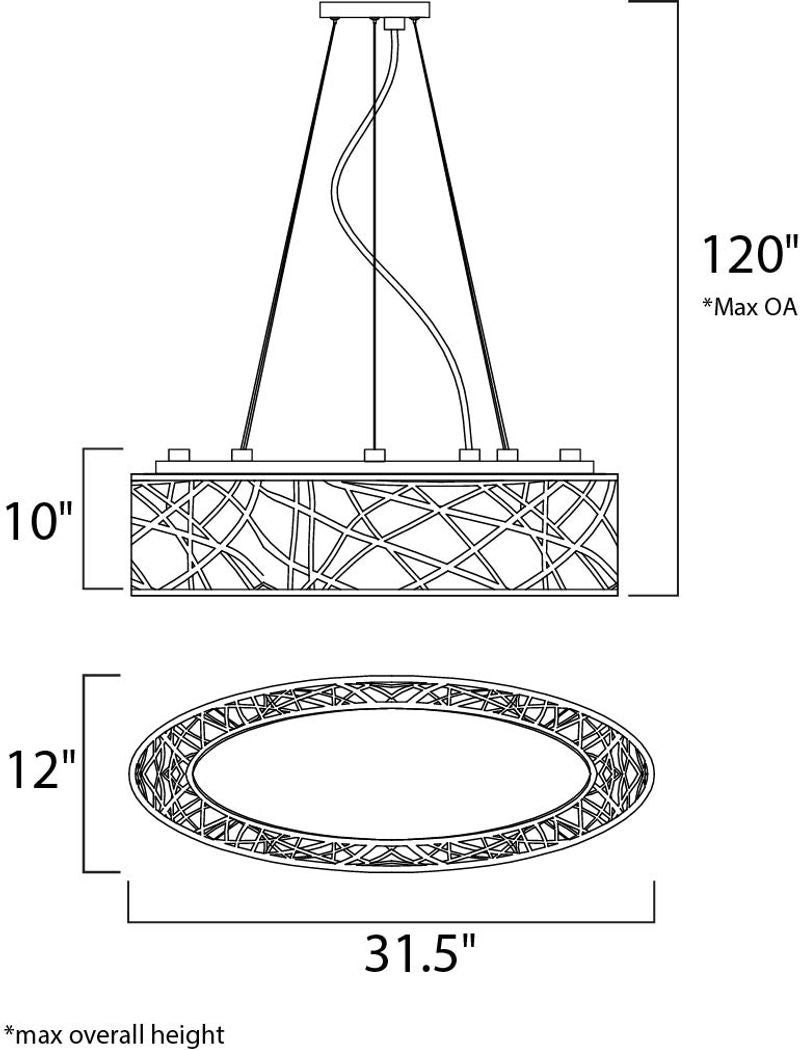 Inca 12' Wide 9 Light Linear Pendant using G9 LED Bulbs in Polished Chrome