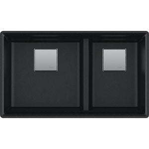 Peak Granite Double Basin Undermount Kitchen Sink in Onyx