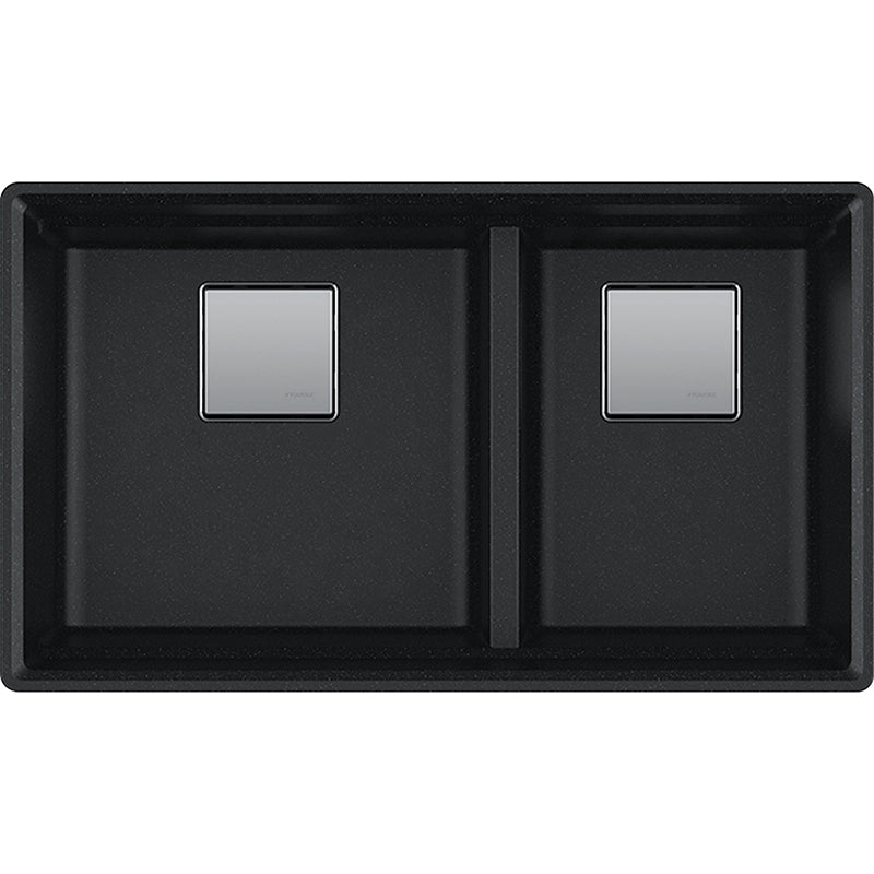 Peak Granite Double Basin Undermount Kitchen Sink in Onyx