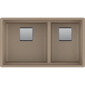 Peak Granite Double Basin Undermount Kitchen Sink in Oyster