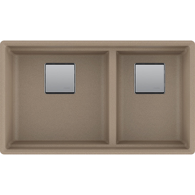 Peak Granite Double Basin Undermount Kitchen Sink in Oyster