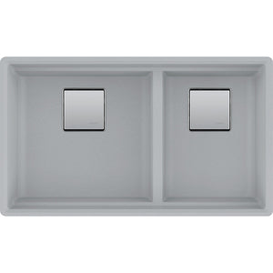Peak Granite Double Basin Undermount Kitchen Sink in Shadow Grey