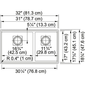 Peak Granite Double Basin Undermount Kitchen Sink in Shadow Grey