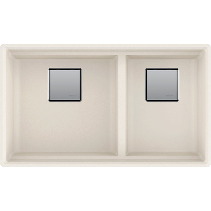 Peak Granite Double Basin Undermount Kitchen Sink in Vanilla