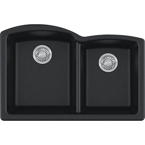Ellipse 21.75' Granite Double Basin Undermount Kitchen Sink in Onyx