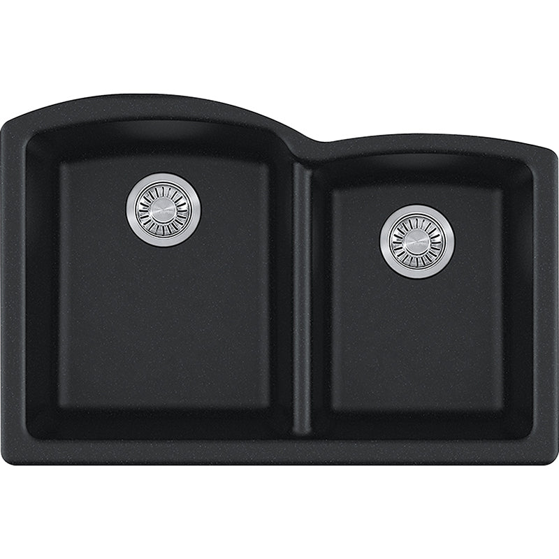 Ellipse 21.75' Granite Double Basin Undermount Kitchen Sink in Onyx