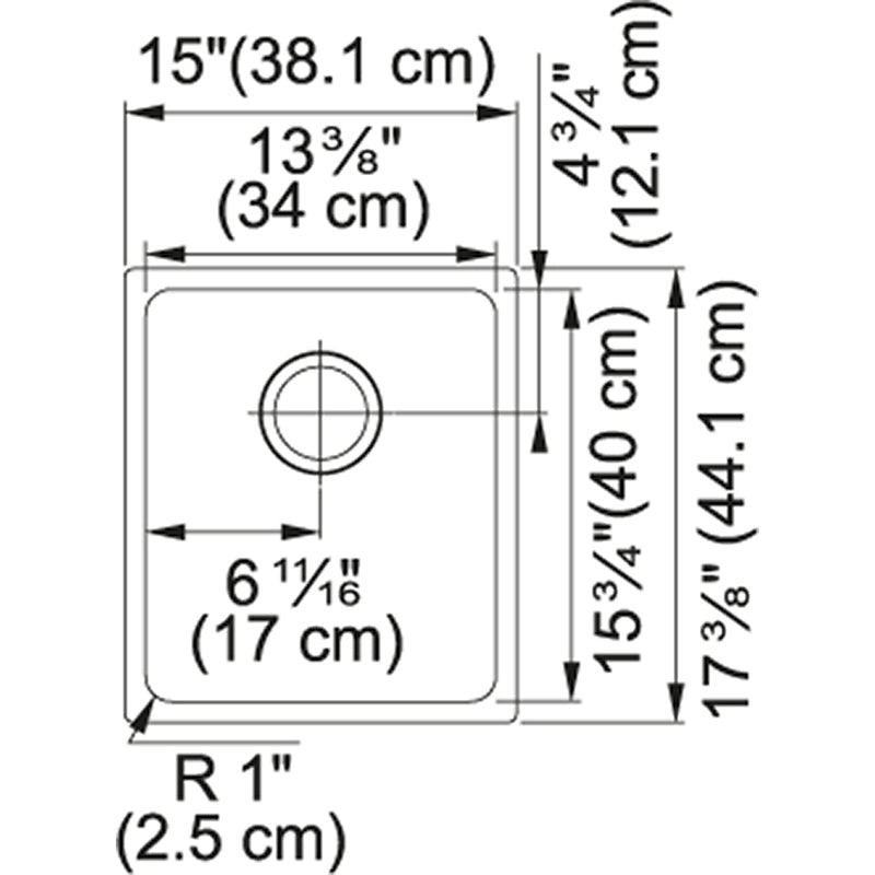Kubus 15' Granite Single Basin Undermount Kitchen Sink in Champagne