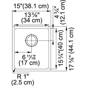 Kubus 15' Granite Single Basin Undermount Kitchen Sink in Oyster