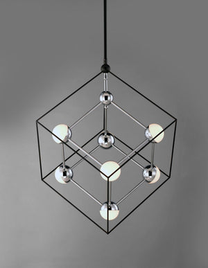 Ion 30.5' 7 Light Single Pendant in Black and Polished Chrome