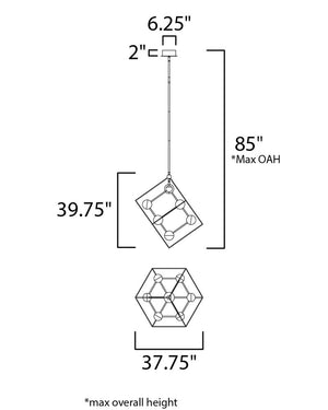 Ion 30.5' 7 Light Single Pendant in Black and Polished Chrome