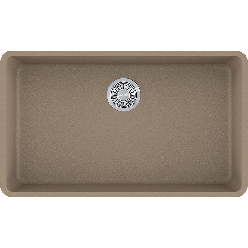 Kubus 32.38' Granite Single Basin Undermount Kitchen Sink in Oyster