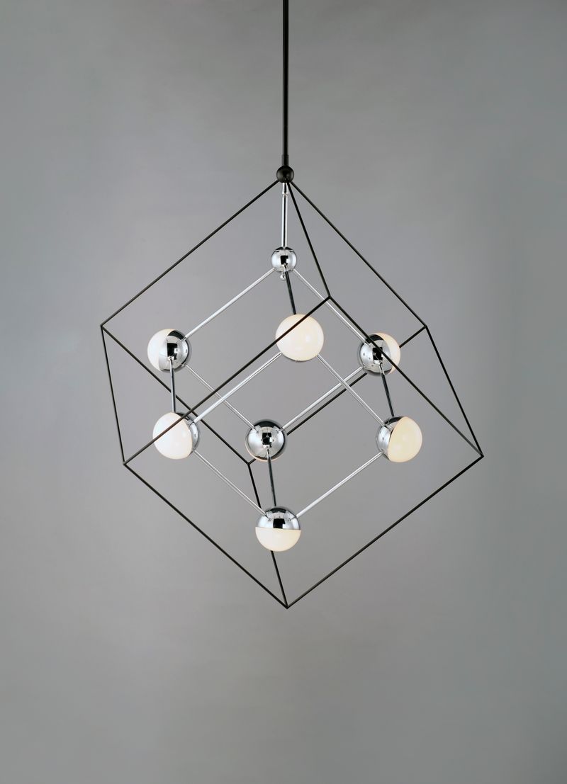 Ion 22.25' 7 Light Single Pendant in Black and Polished Chrome