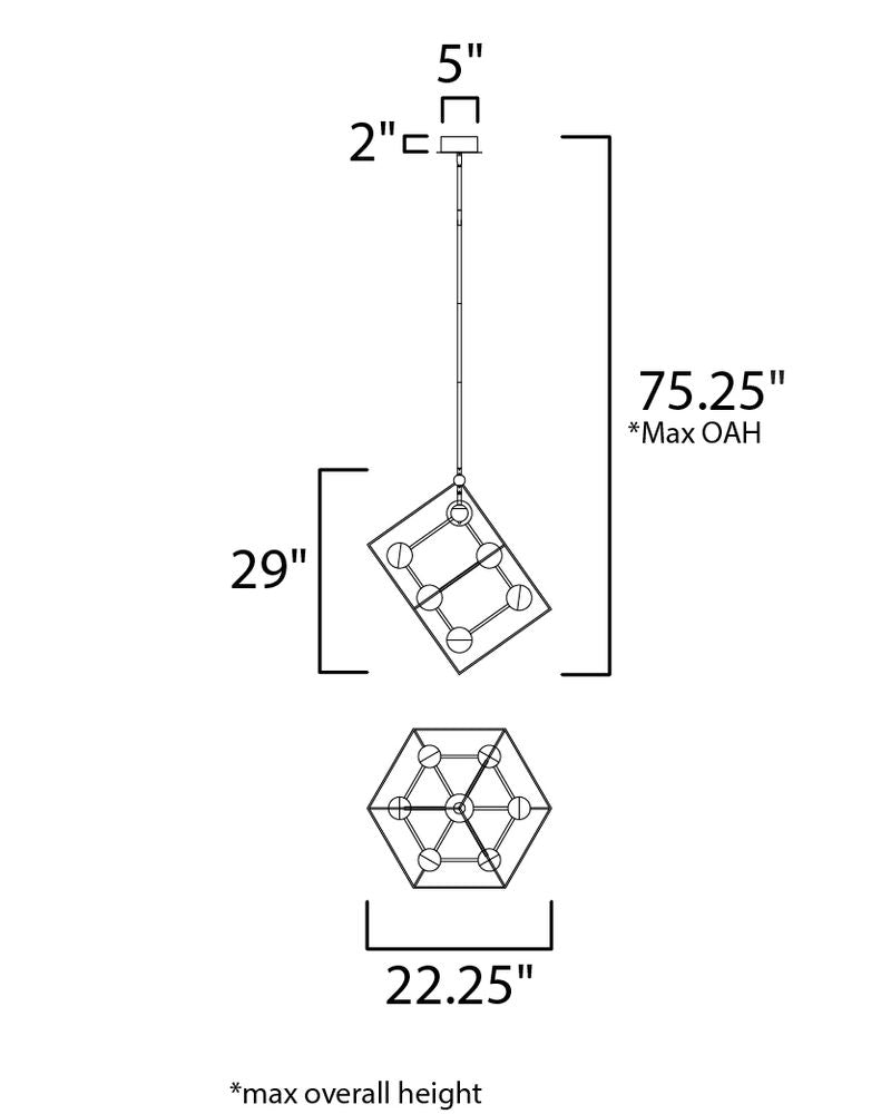 Ion 22.25' 7 Light Single Pendant in Black and Polished Chrome