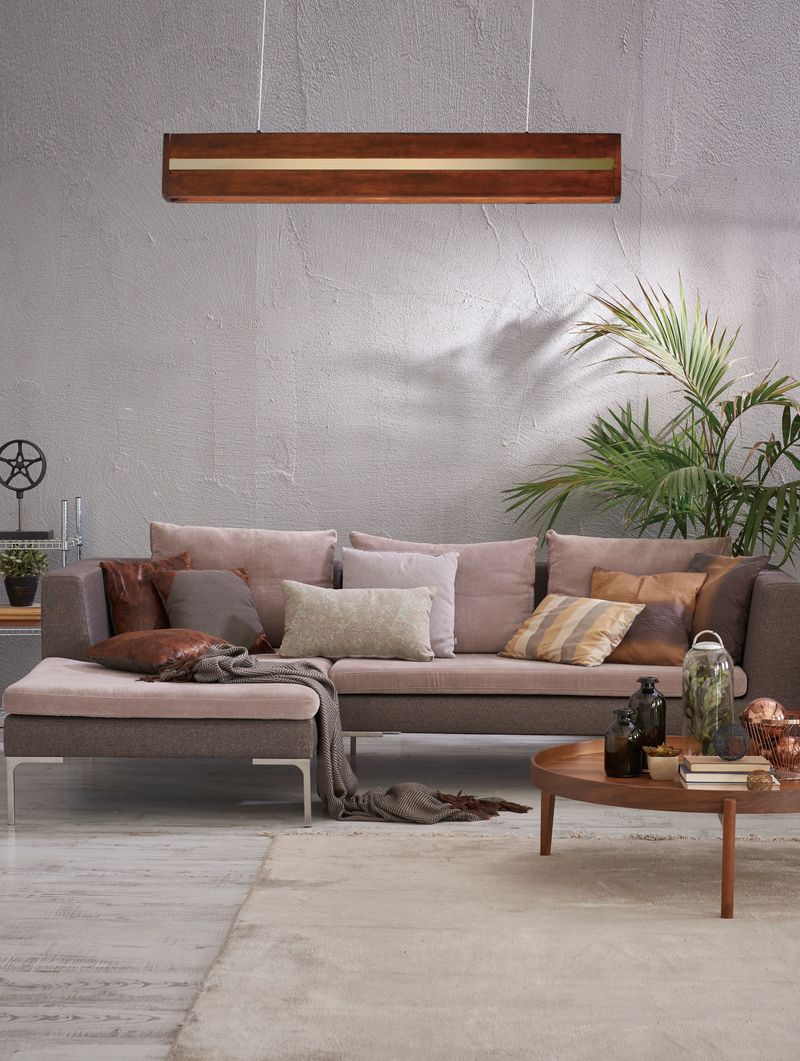iWood 40.25' Single Light Friends of Hue Linear Pendant in Antique Pecan Brushed Champagne