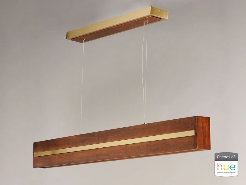 iWood 59.75' Single Light Friends of Hue Linear Pendant in Antique Pecan Brushed Champagne