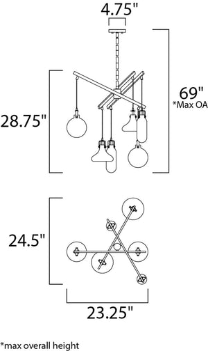 Kem 24.5' 6 Light Multi-Light Pendant in Polished Chrome