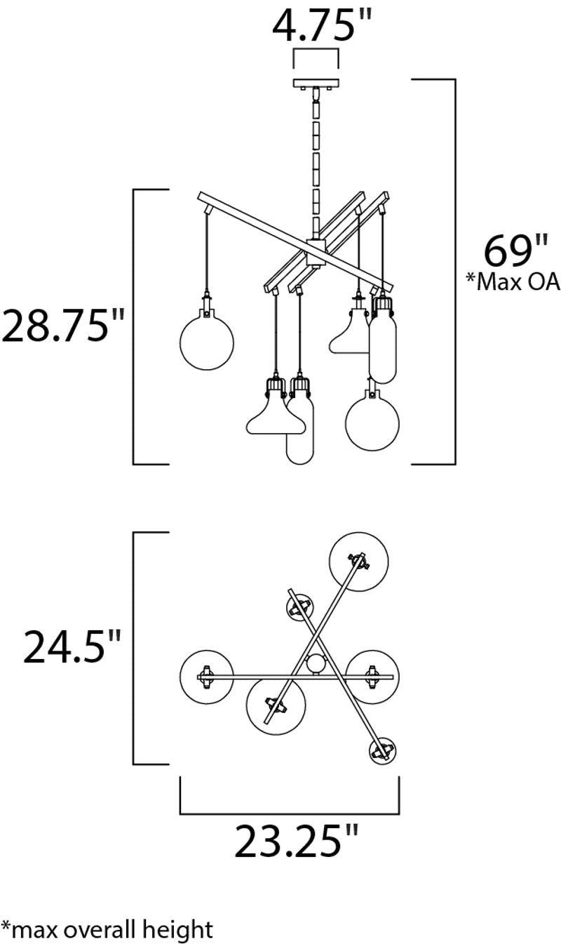 Kem 24.5' 6 Light Multi-Light Pendant in Polished Chrome