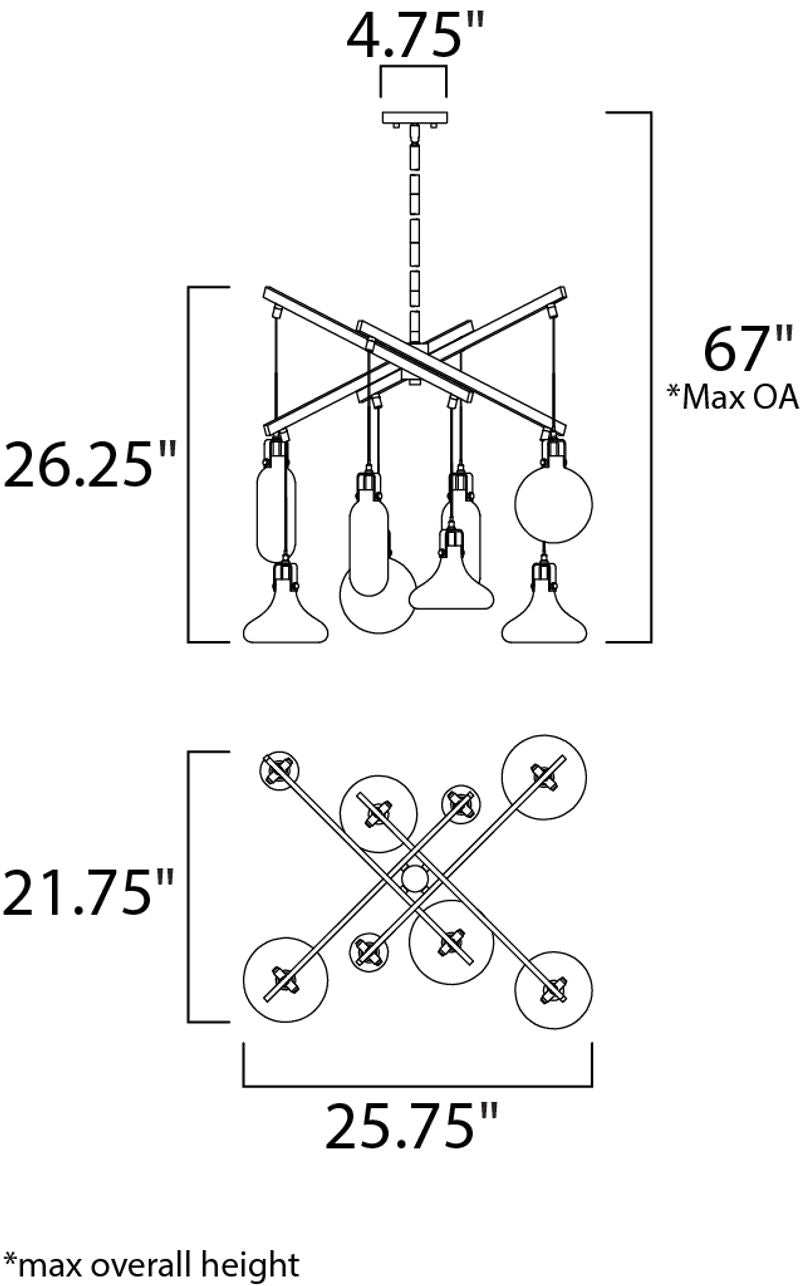 Kem 21.75' 8 Light Multi-Light Pendant in Polished Chrome