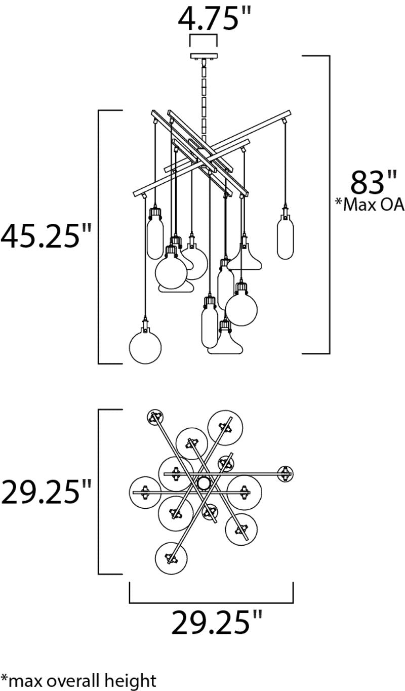 Kem 12 Light Chandelier in Polished Chrome