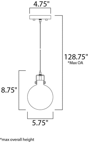 Kem 5.75' Single Light Pendant in Polished Chrome