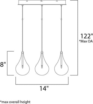 Larmes 14' 9 Light Multi-Light Pendant in Polished Chrome
