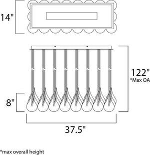Larmes 14' 24 Light Linear Pendant in Polished Chrome