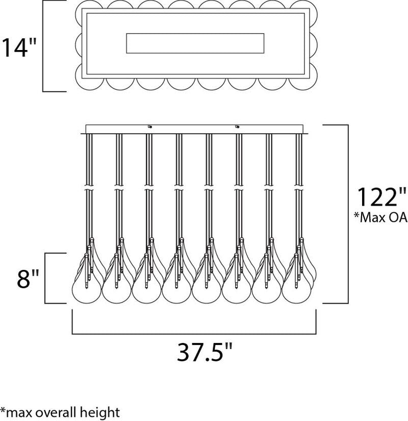 Larmes 14' 24 Light Linear Pendant in Polished Chrome