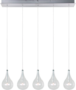 Larmes 5' 5 Light Linear Pendant in Polished Chrome