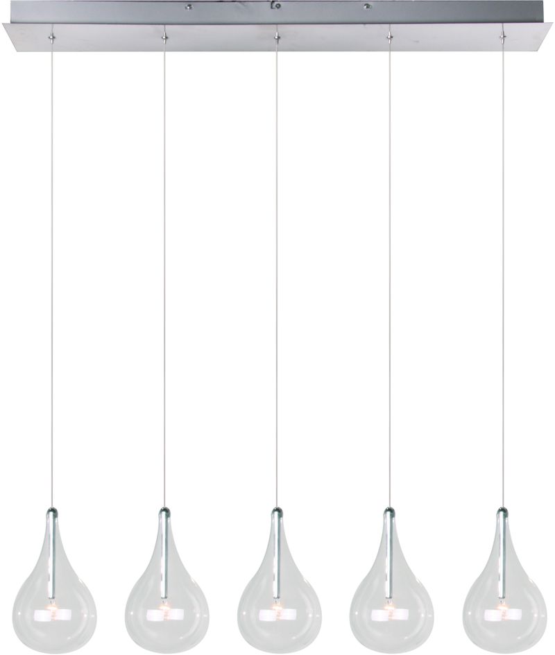 Larmes 5' 5 Light Linear Pendant in Polished Chrome