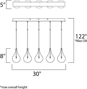 Larmes 5' 5 Light Linear Pendant in Polished Chrome