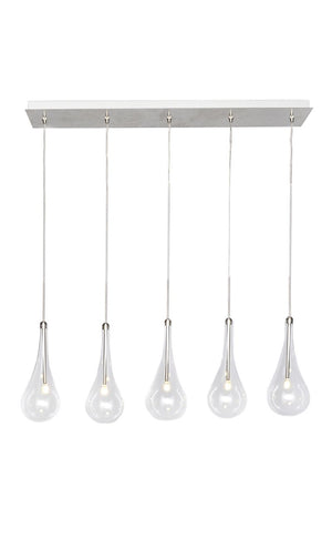 Larmes 4.5' 5 Light Linear Pendant in Polished Chrome