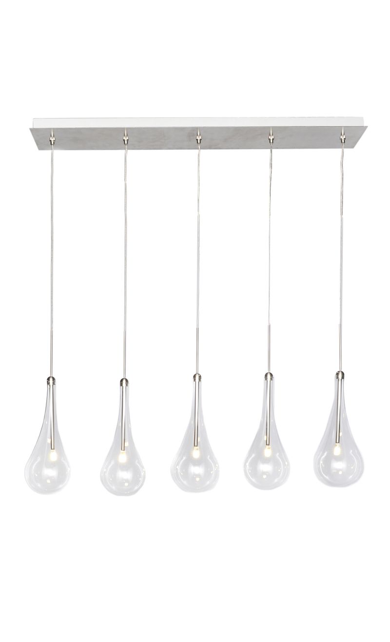 Larmes 4.5' 5 Light Linear Pendant in Polished Chrome