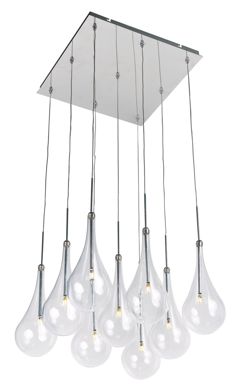 Larmes 9 Light Single Pendant in Polished Chrome