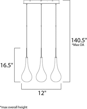 Larmes 9 Light Single Pendant in Polished Chrome