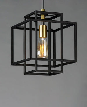 Liner Single Light Mini-Pendant in Black and Satin Brass