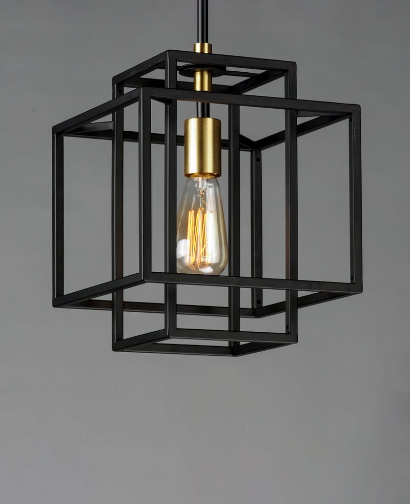 Liner Single Light Mini-Pendant in Black and Satin Brass