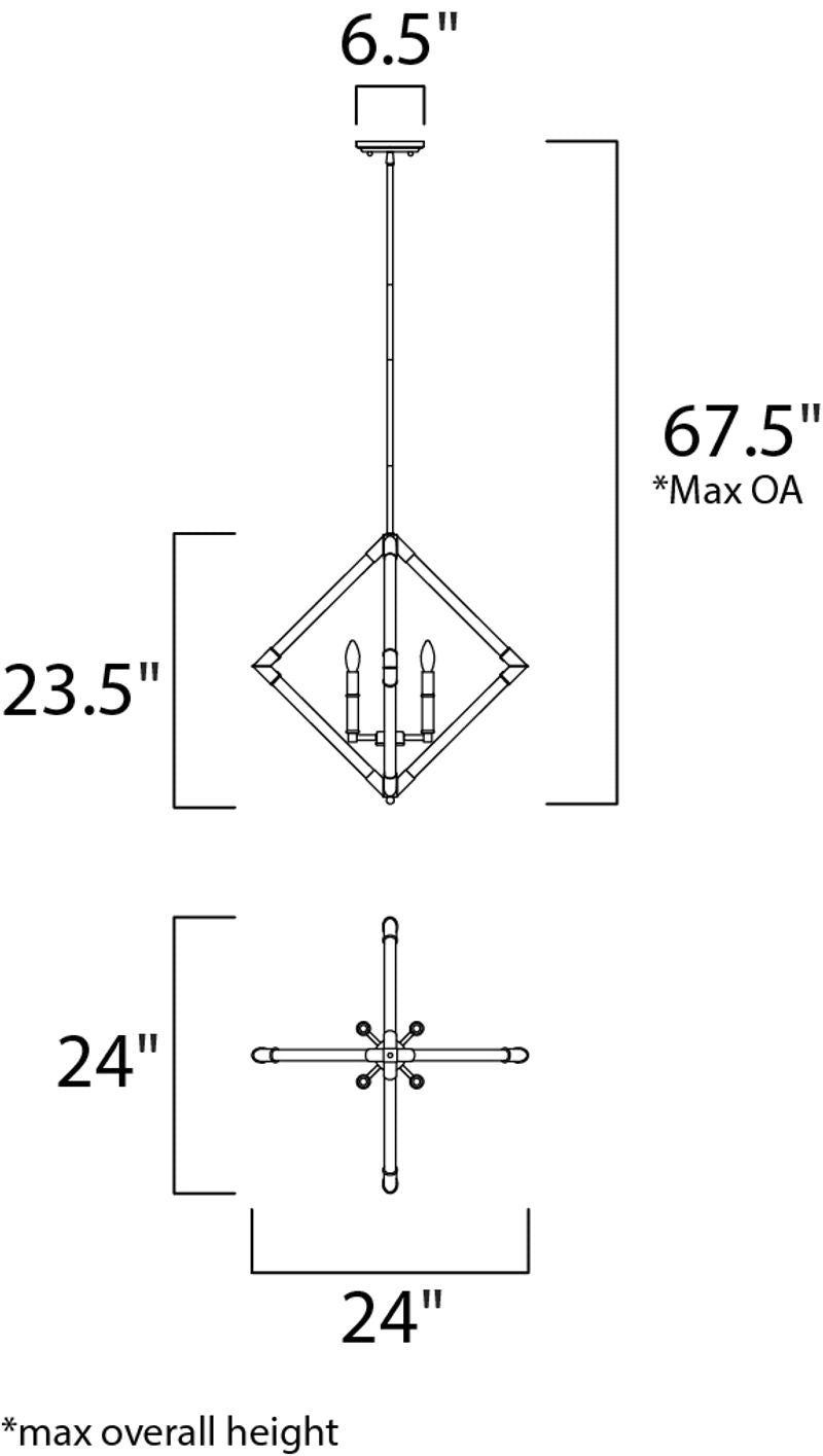 Lucent 24' 4 Light Entry Foyer Pendant in Polished Nickel