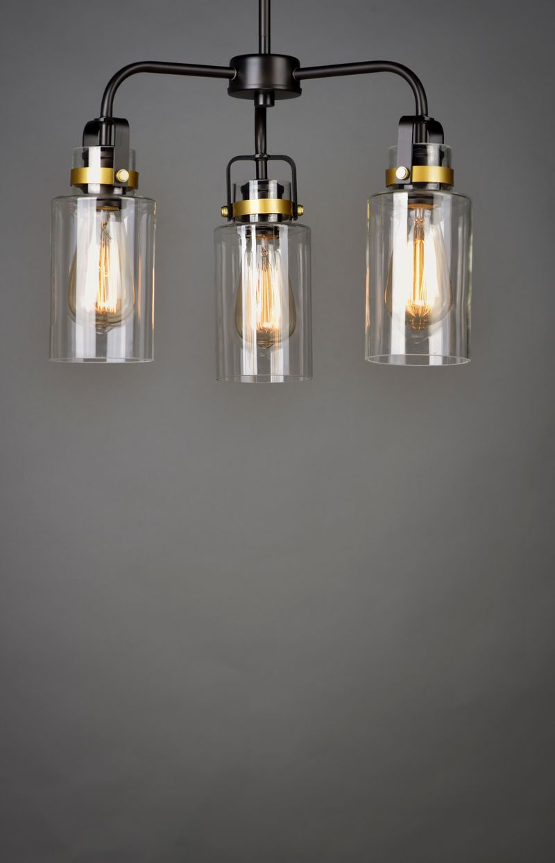 Magnolia 13' Mini-Chandelier with 3 Lights - Bronze / Gold