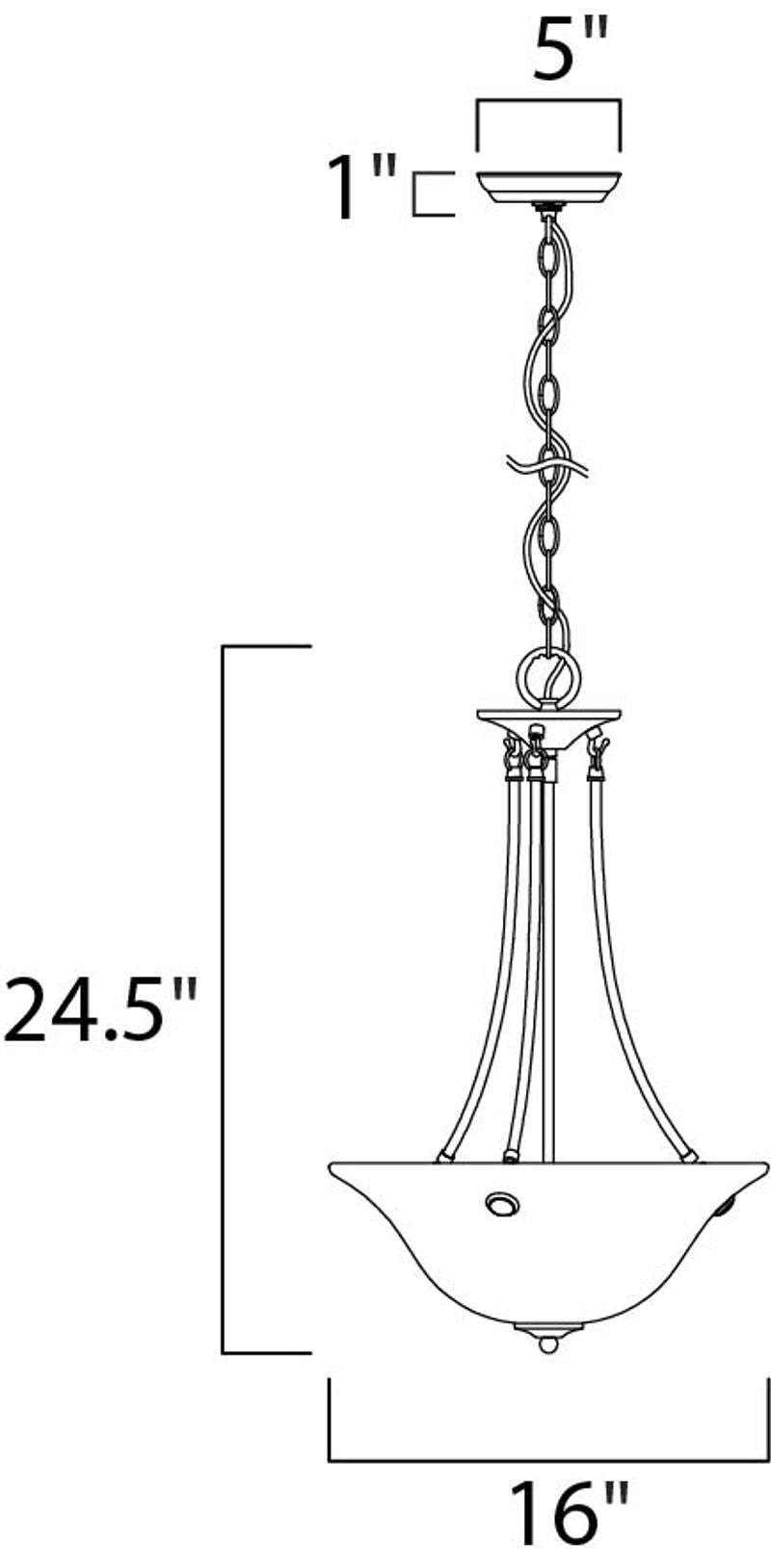 Malaga 16' 3 Light Inverted Bowl Pendant in Oil Rubbed Bronze
