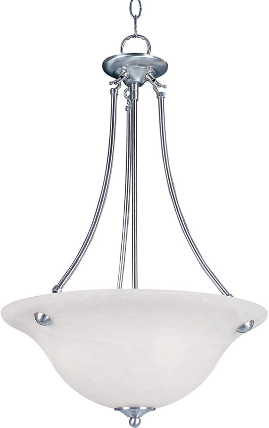Malaga 16" 3 Light Inverted Bowl Pendant in Satin Nickel with Marble Glass Finish