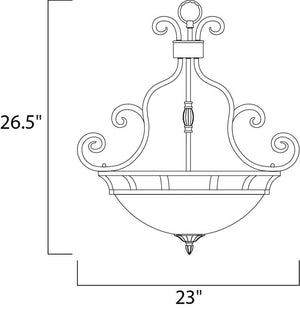 Manor 23' 3 Light Inverted Bowl Pendant in Oil Rubbed Bronze