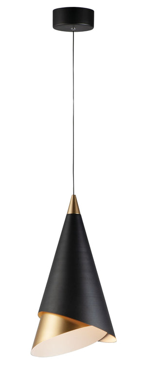 Mermaid 8.75' Single Light Mini-Pendant in Black and Metallic Gold