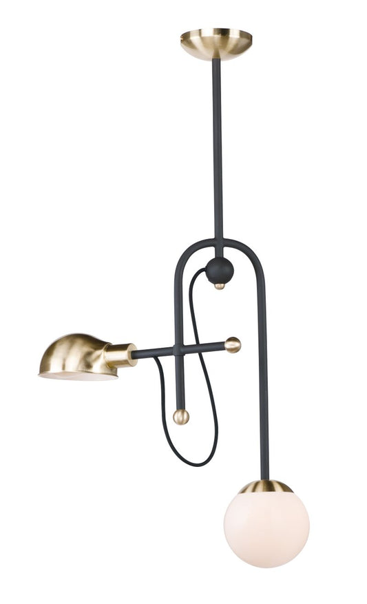 Mingle 6" 2 Light Mini-Chandelier in Bronze and Satin Brass