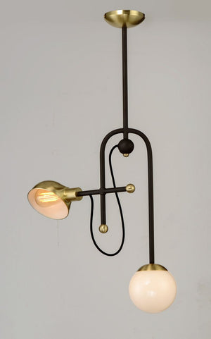 Mingle 6' 2 Light Mini-Chandelier and Pendant in Bronze and Satin Brass