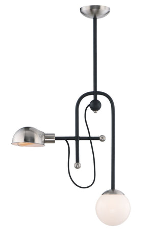 Mingle 6' 2 Light Mini-Chandelier in Black and Satin Nickel