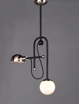 Mingle 6' 2 Light Mini-Chandelier and Pendant in Black and Satin Nickel
