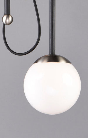 Mingle 6' 2 Light Mini-Chandelier and Pendant in Black and Satin Nickel